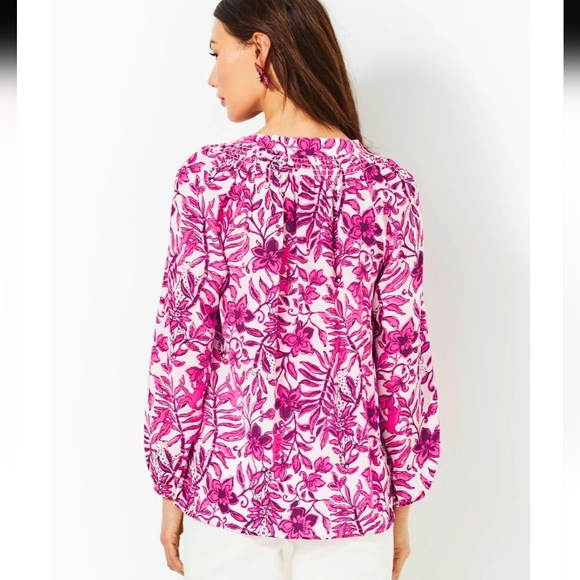 Lilly Pultizer Elsa Silk Top Elderflower Blossom Lil Escape Plan Nwot - Picture 2 of 11